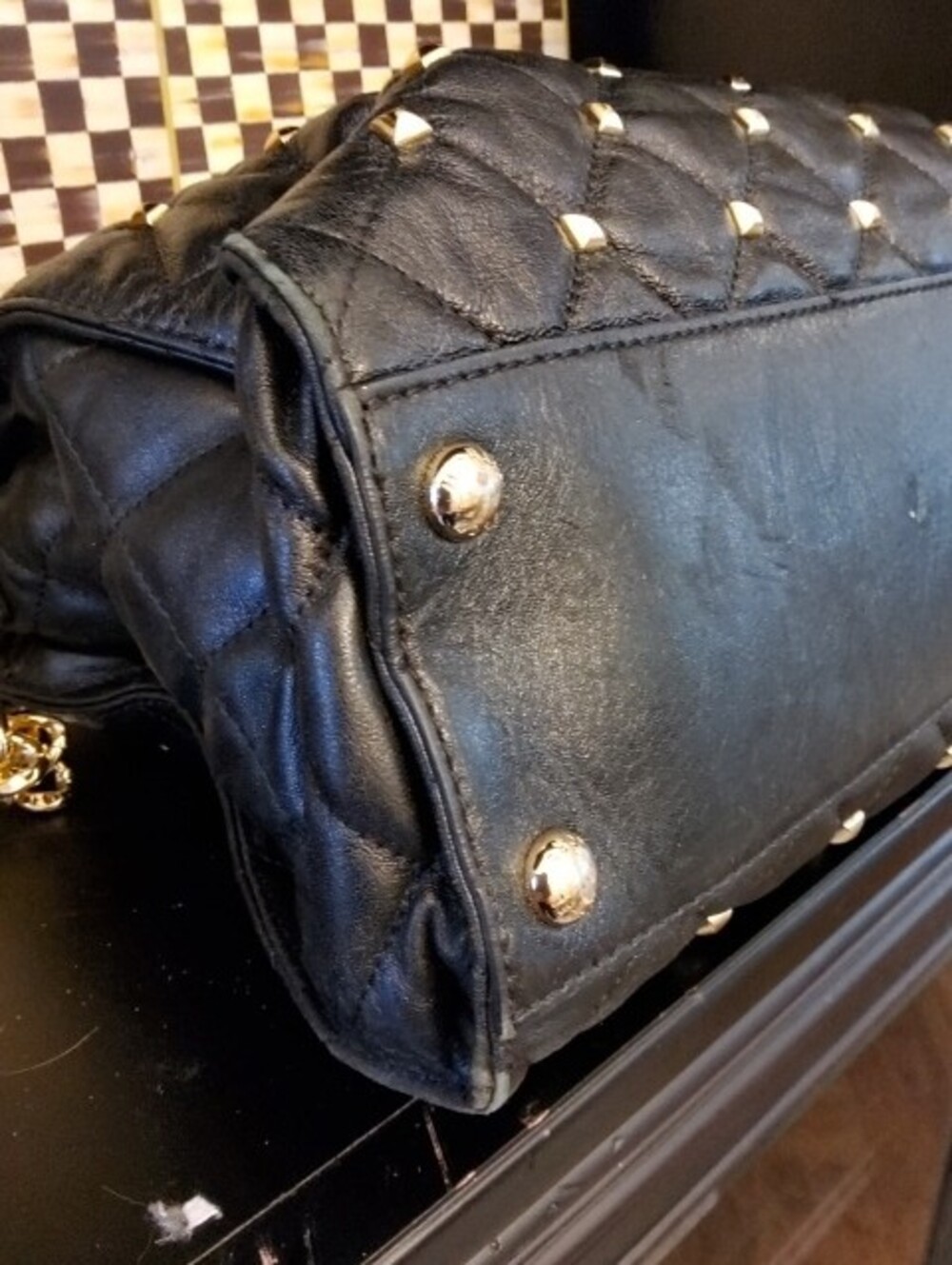 Michael Kors Black Quilted Hamilton Bag with Gold Studs - Picture 4 of 15